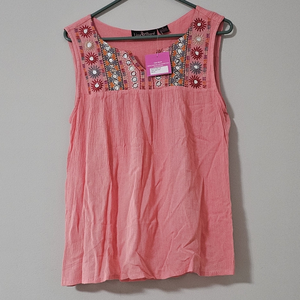 NWT Liza Byrd Sleeveless Coral Top